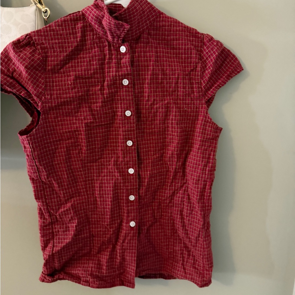 Brandy Melville Rue Red Plaid Button-Down Shirt